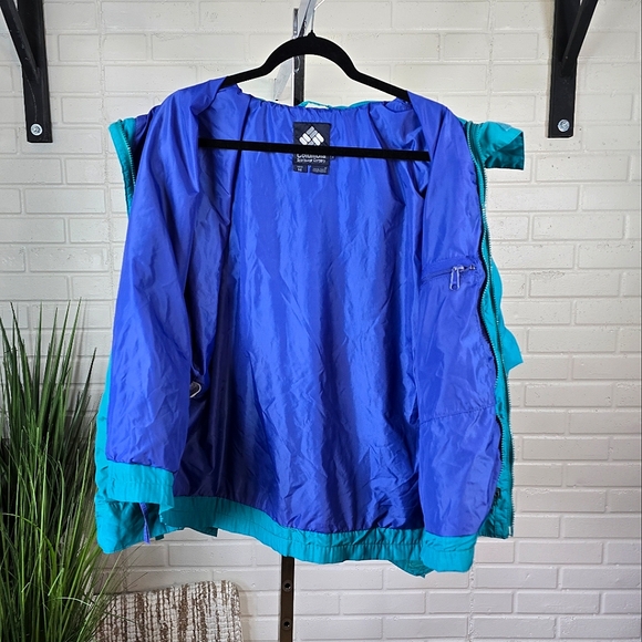 Vintage 80s 90s Columbia Teal and Blue Lightweight Zip Up Jacket Mens Medium - Picture 9 of 16